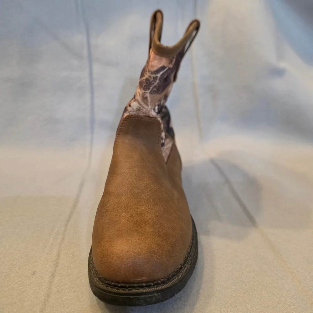 Max Western Boots Kids 4M Brown Camo Good Pull On Rugged